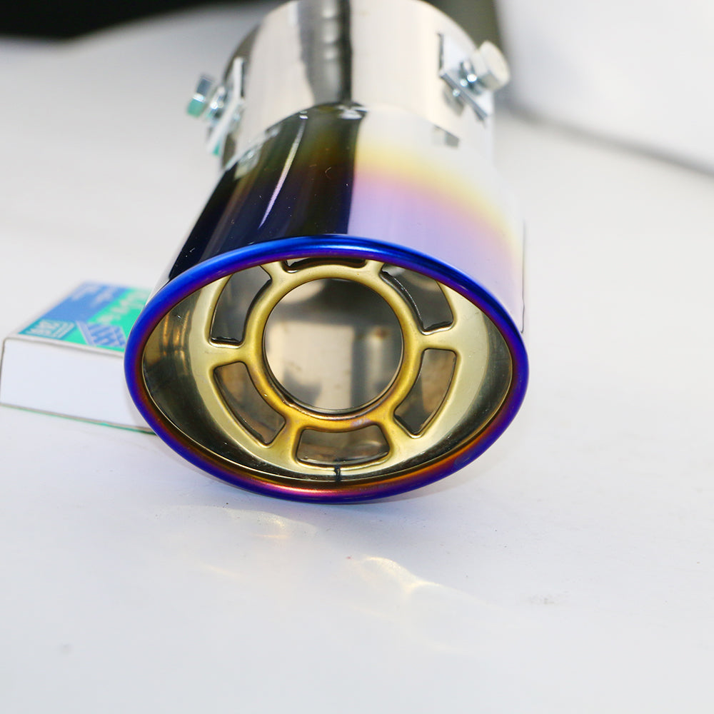 Front view of Exhaust Mufflers 63mm Bolt-on Stainless Steel Colorful Turndown Tip B14H