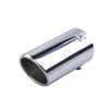 Horizontal view of Exhaust Muffler 76mm Stainless Steel silver Angle-cut Rolled Tip A666