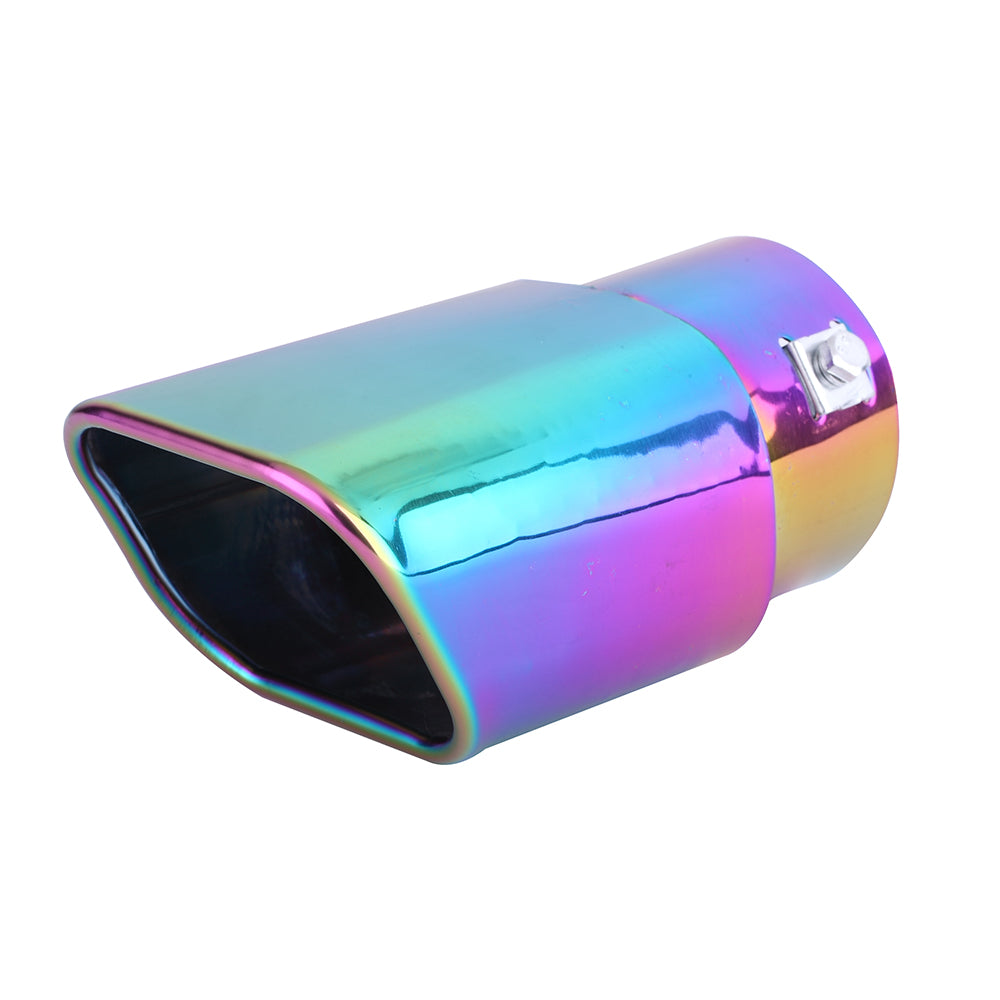 Horizontal view of Exhaust Tip 76mm Stainless Steel Angle-cut Rolled Tip G37 in Colorful