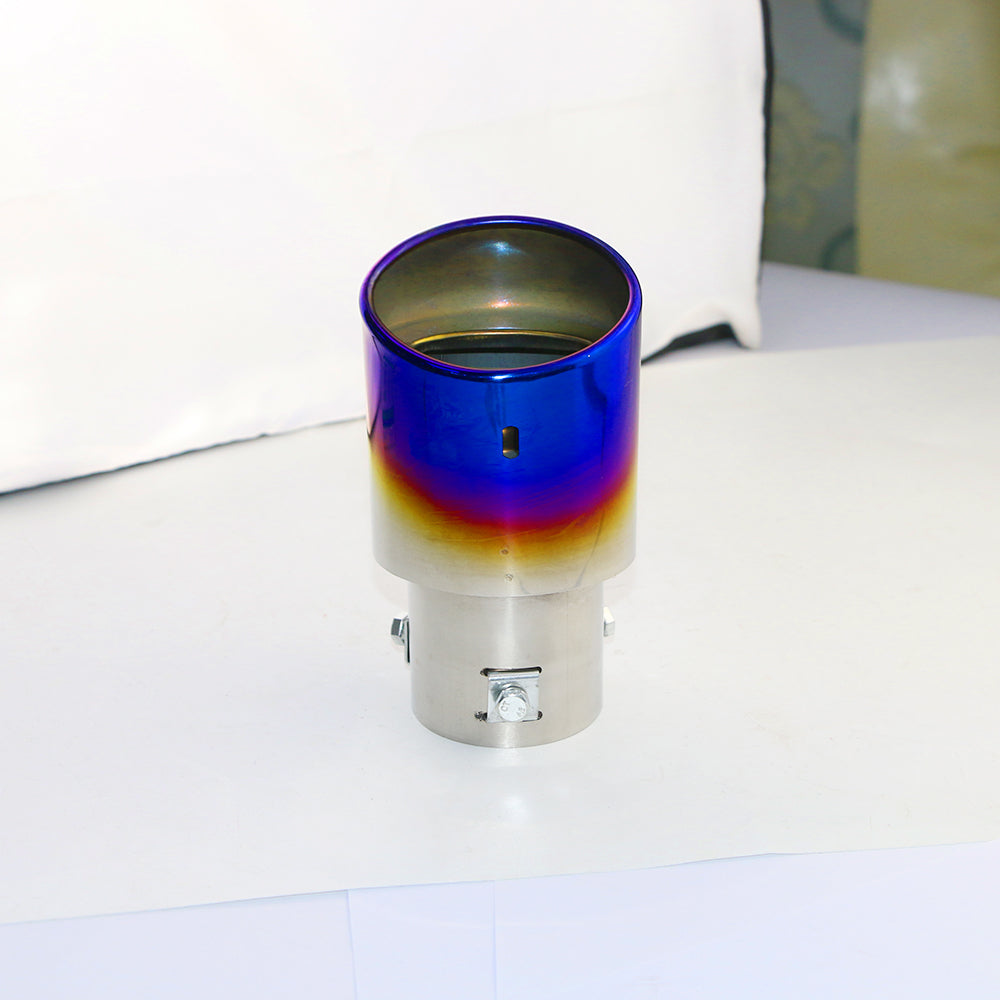Vertical view of Exhaust Muffler 63mm Bolt-on Stainless Steel colorful Angle-cut Tip B153