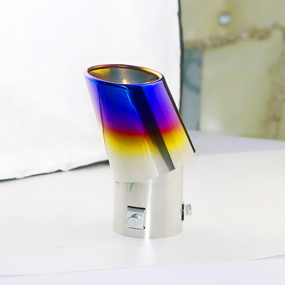 Vertical view of Exhaust Mufflers 63mm Bolt-on Stainless Steel Colorful Turndown Tip B14H