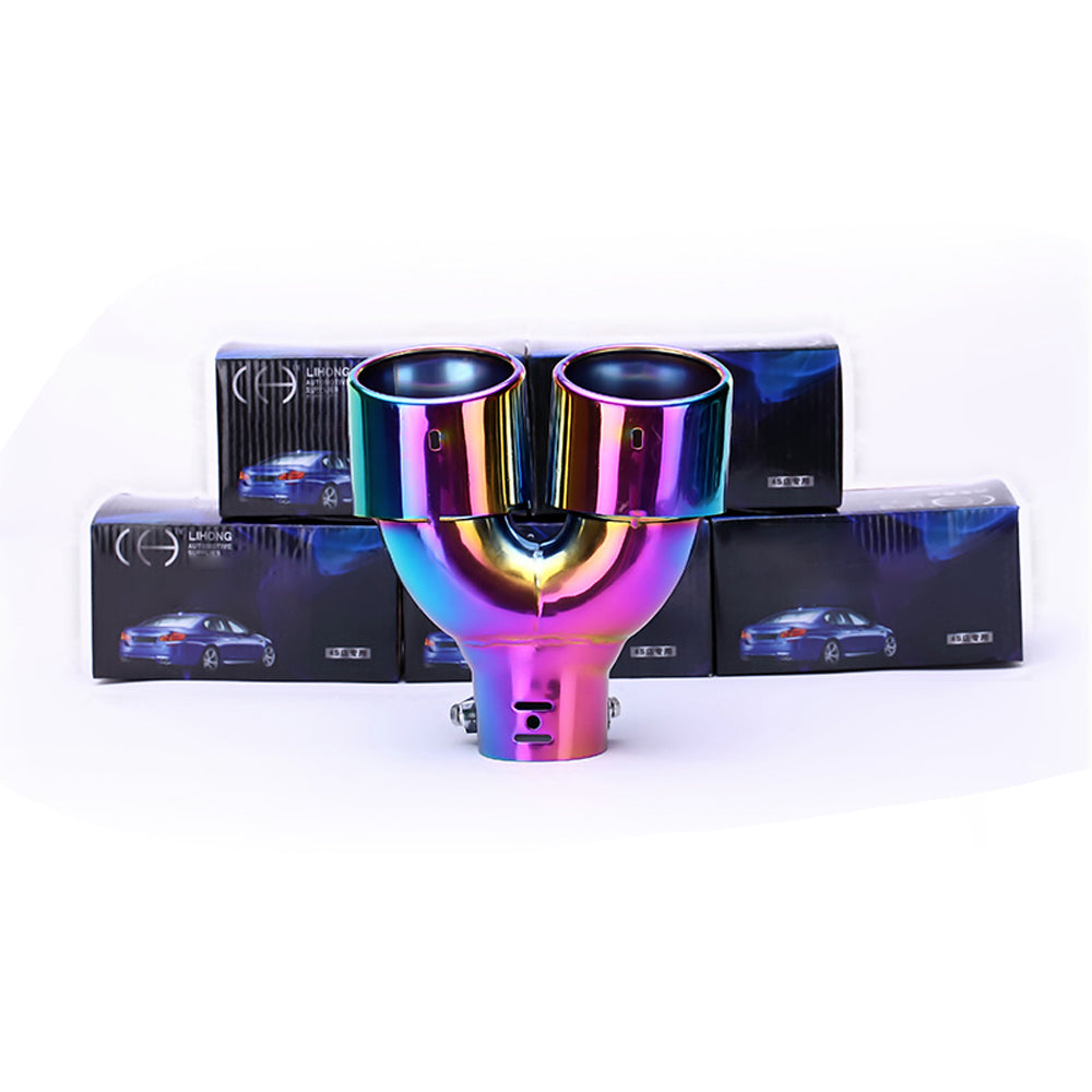 Vertical view of Exhaust Tip 63mm Stainless Steel colorful Angle-cut Tip C1991